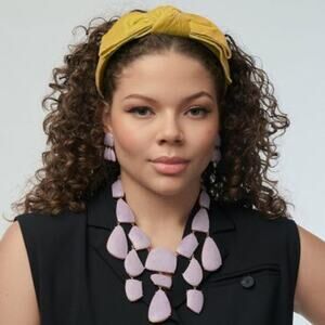 NWT Lele Sadoughi Lilac Purple Pebble Bib Stone Necklace Women's